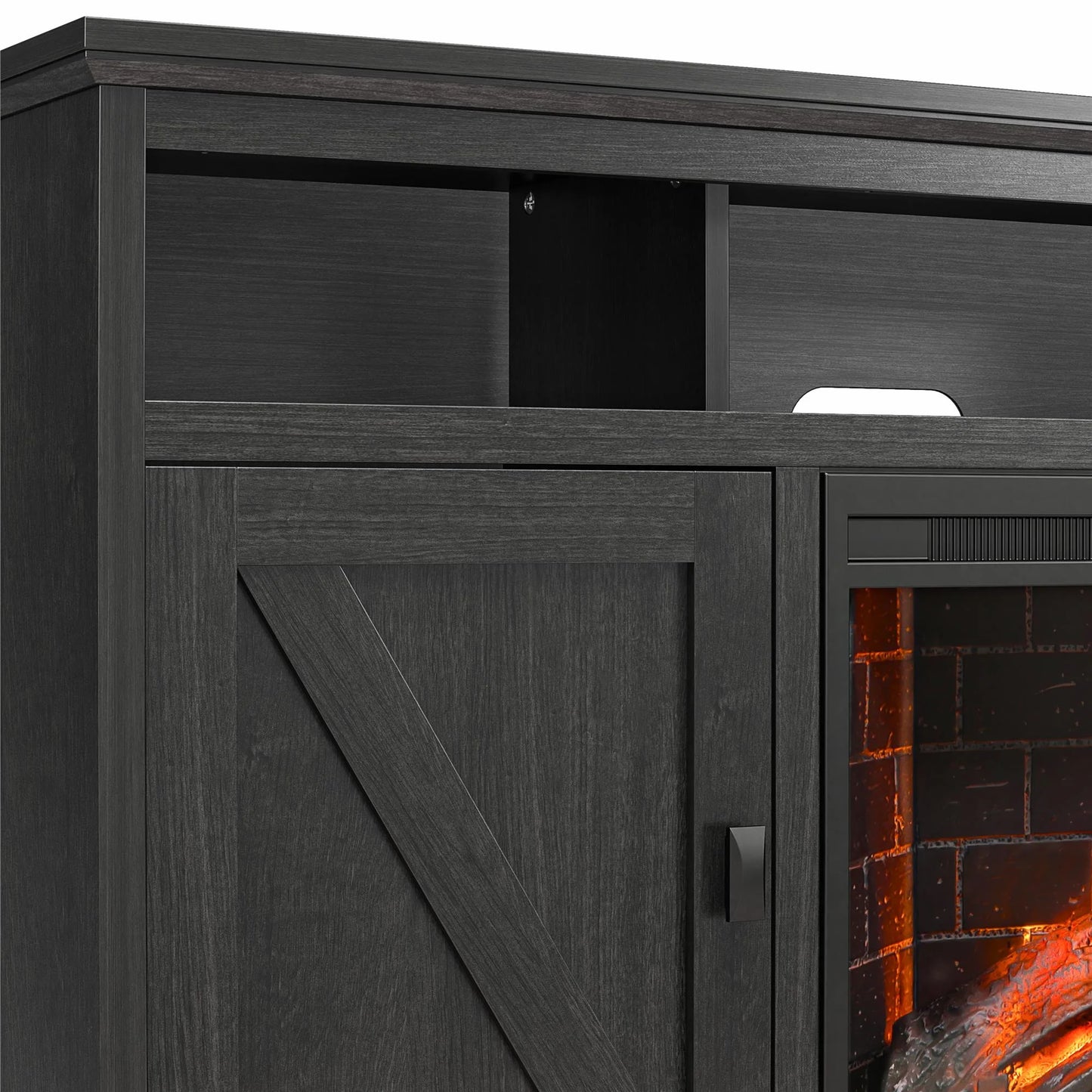 Ashton Lane Electric Fireplace TV Stand for Tvs up to 65", Black Oak