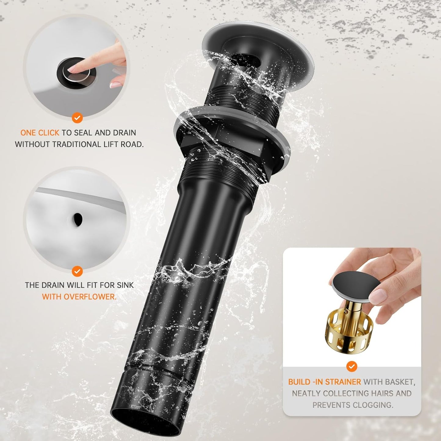 4 Inch 2 Handle Centerset Matte Black Lead-Free Modern Bathroom Faucet, 360 Swivel Spout 2-3 Hole RV Bathroom Vanity Sink Faucet with Pop up Drain and Water Supply Lines,Bf015-1-Mb