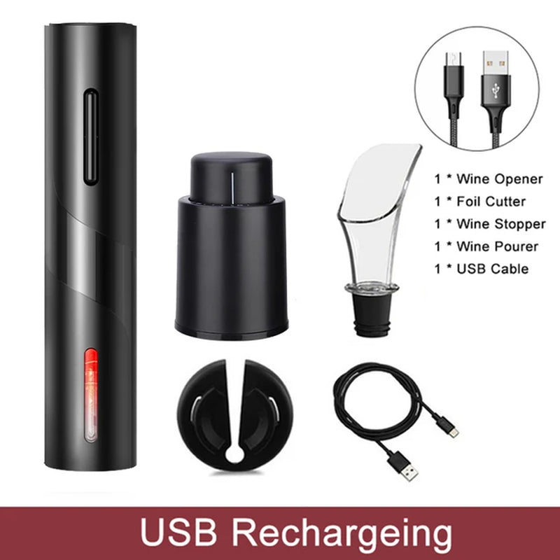 Electric Wine Opener Rechargeable Automatic Corkscrew Creative Wine Bottle Opener with USB Charging Cable Suit for Home Use