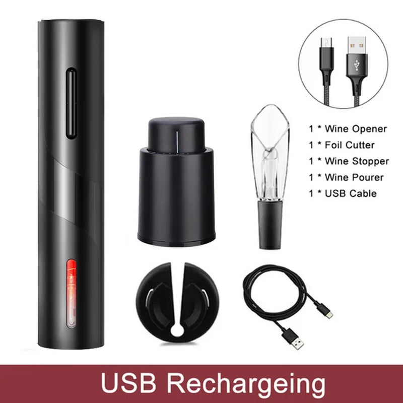 Electric Wine Opener Rechargeable Automatic Corkscrew Creative Wine Bottle Opener with USB Charging Cable Suit for Home Use