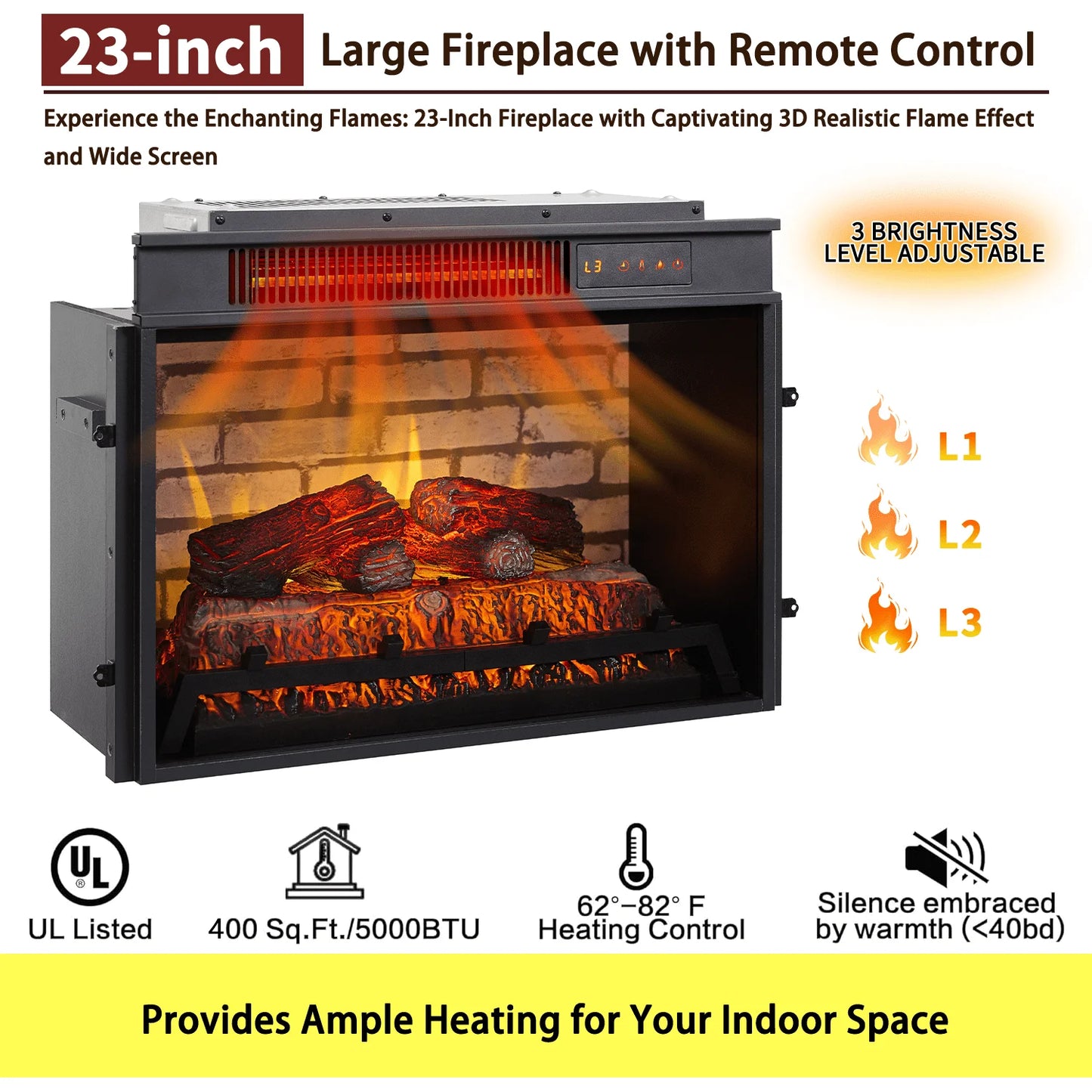 Electric Fireplace with Mantel for 42" TV Stand, Floor Standing Electric Indoor Fireplace