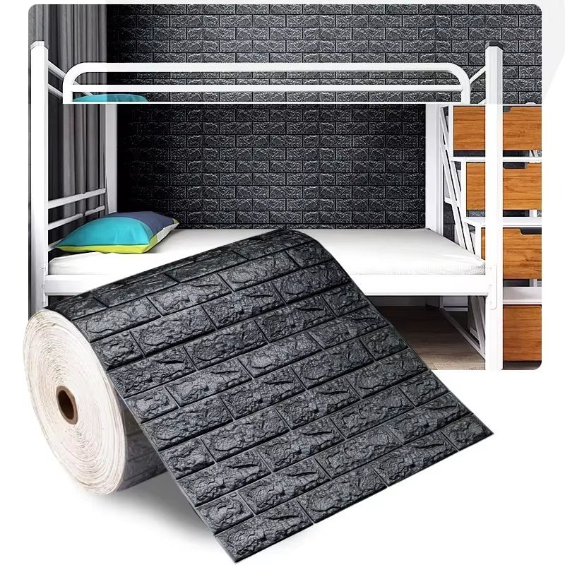 70Cmx1/5/10M 3D Wallpaper Decoration Self-Adhesive Antique Foam Brick Wallpaper Living Room Bedroom Waterproof 3D Wall Sticker