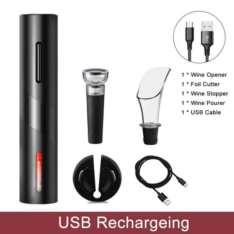 Electric Wine Opener Rechargeable Automatic Corkscrew Creative Wine Bottle Opener with USB Charging Cable Suit for Home Use