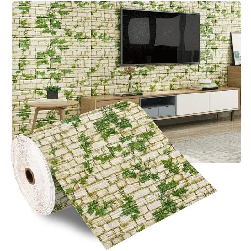 70Cmx1/5/10M 3D Wallpaper Decoration Self-Adhesive Antique Foam Brick Wallpaper Living Room Bedroom Waterproof 3D Wall Sticker