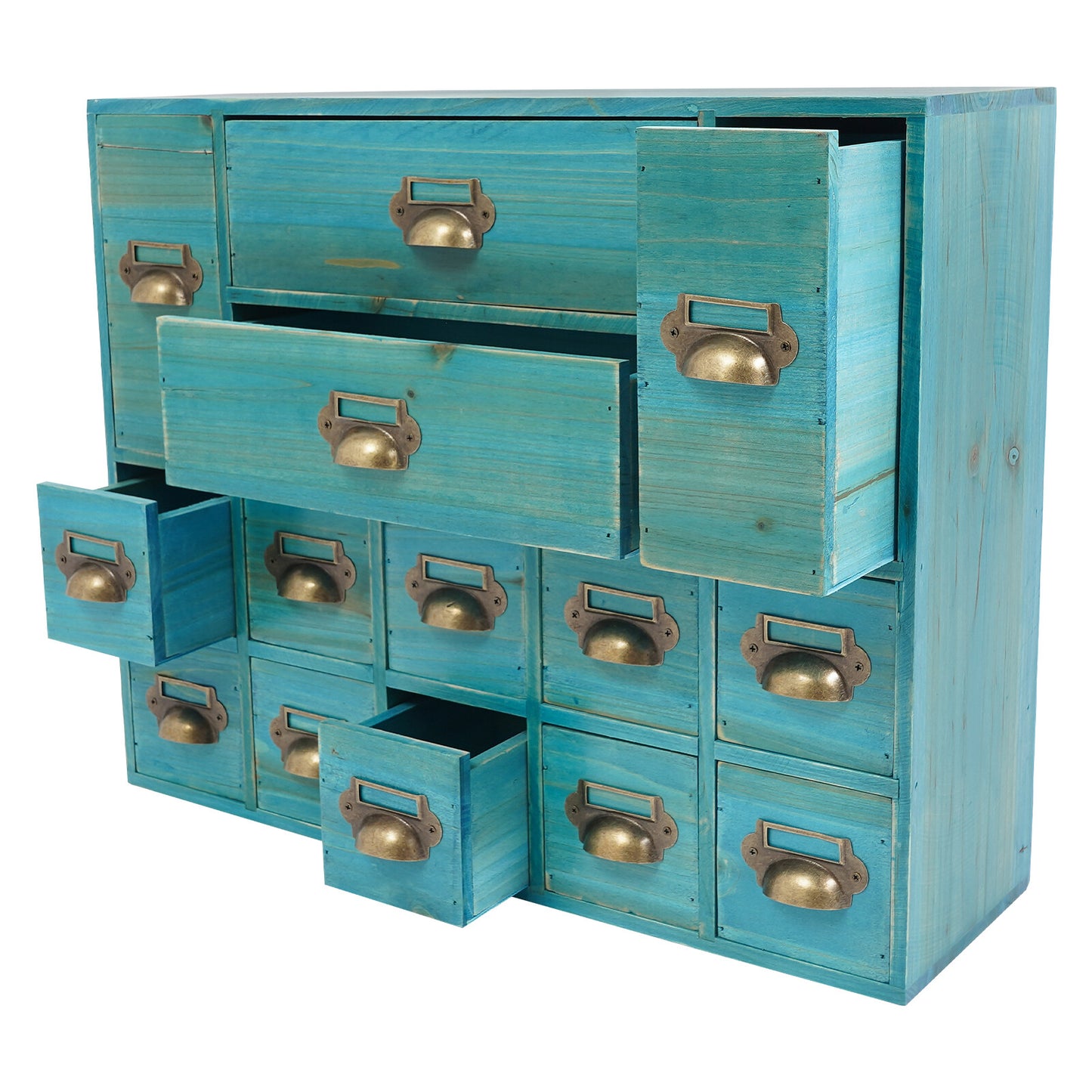 Armario De Almacenamiento Retro De 14 Cajones Organizador De Joyas De Madera Para Dormitorio Mesa