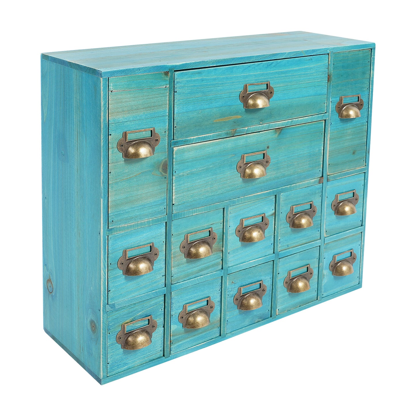 Armario De Almacenamiento Retro De 14 Cajones Organizador De Joyas De Madera Para Dormitorio Mesa
