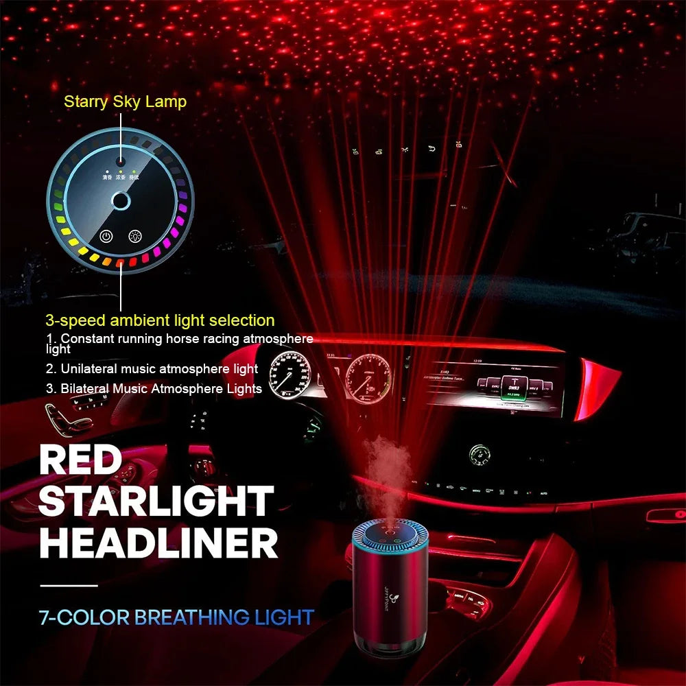 Star Sky Top Lighting Car Aromatherapy Machine – Dual Use for Car & Home, Healthy Essential Oil Perfume Diffuser for Fresh Air