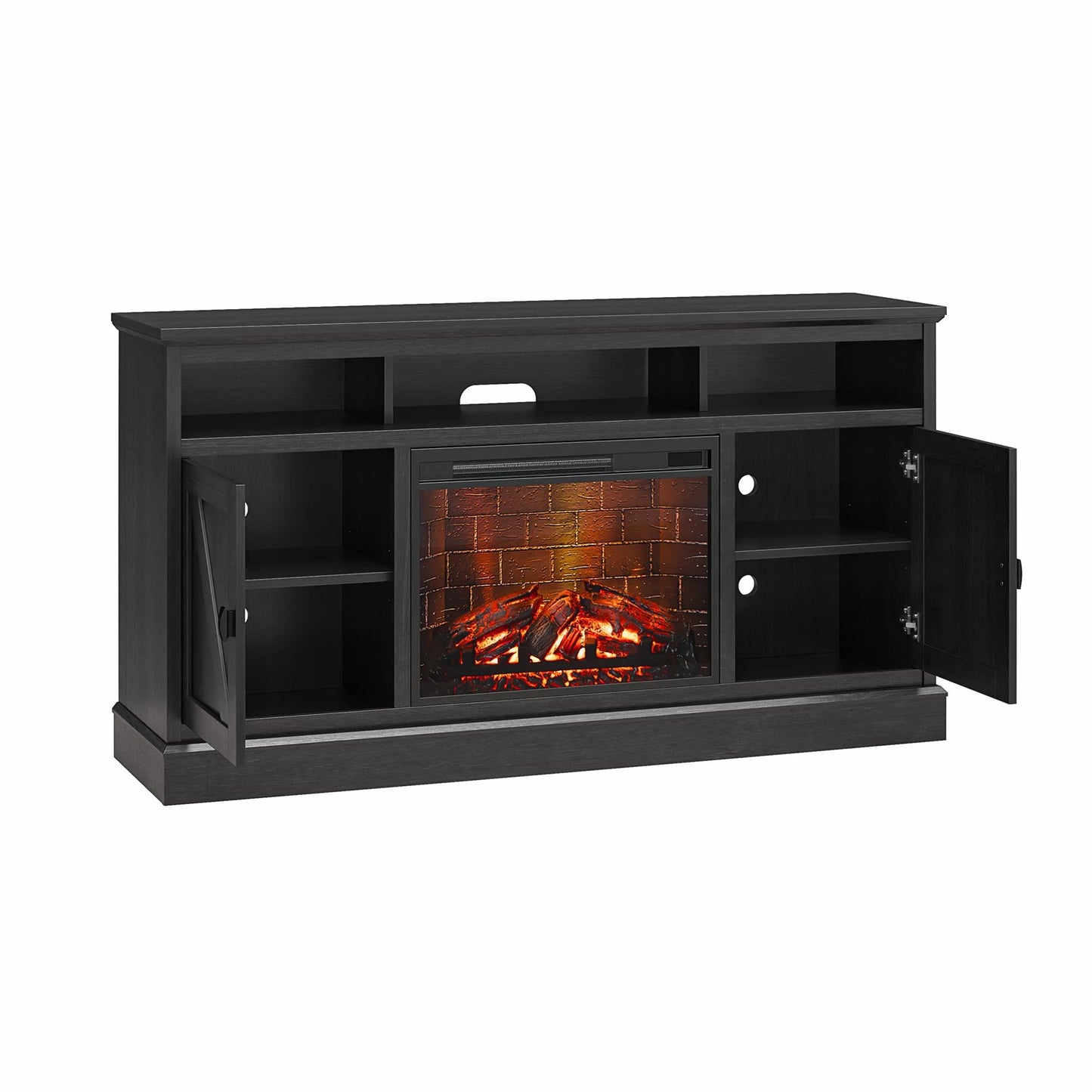 Ashton Lane Electric Fireplace TV Stand for Tvs up to 65", Black Oak