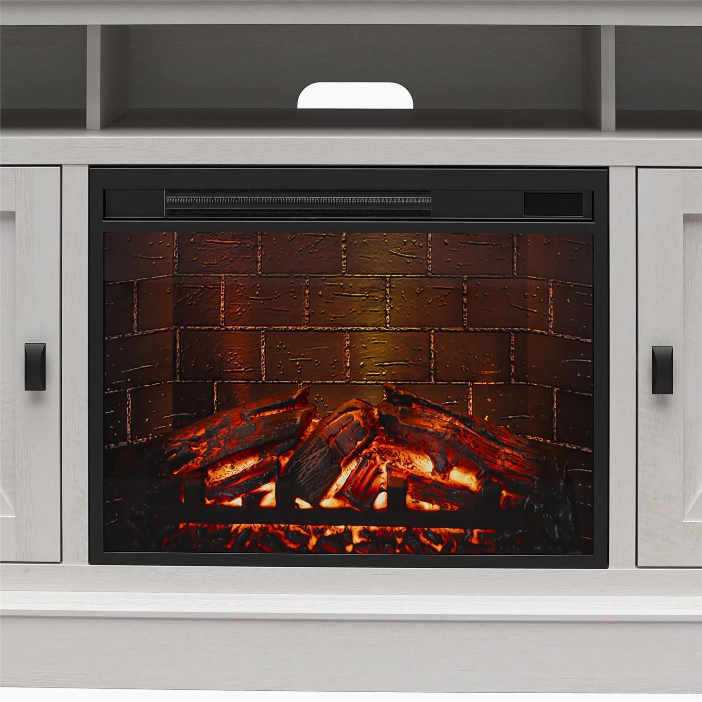 Ashton Lane Electric Fireplace TV Stand for Tvs up to 65", Magnolia Oak/Columbia Walnut