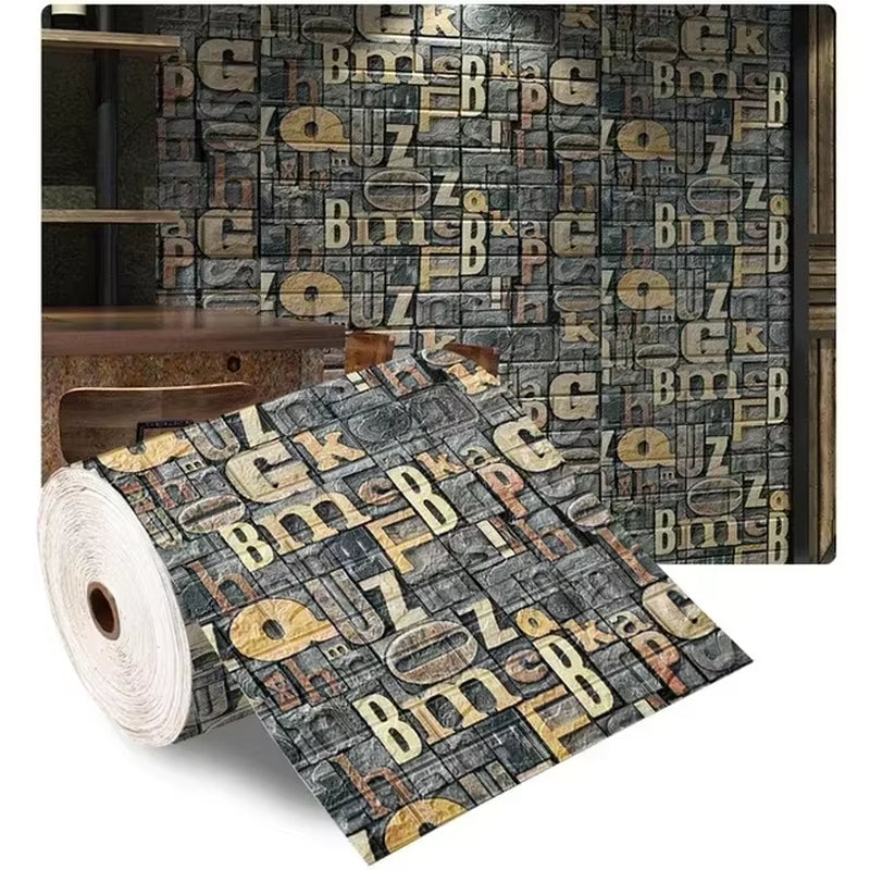 70Cmx1/5/10M 3D Wallpaper Decoration Self-Adhesive Antique Foam Brick Wallpaper Living Room Bedroom Waterproof 3D Wall Sticker