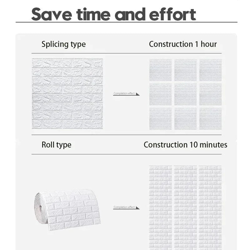 70Cmx1/5/10M 3D Wallpaper Decoration Self-Adhesive Antique Foam Brick Wallpaper Living Room Bedroom Waterproof 3D Wall Sticker