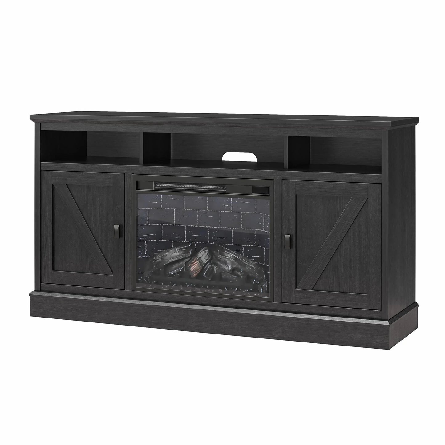 Ashton Lane Electric Fireplace TV Stand for Tvs up to 65", Black Oak