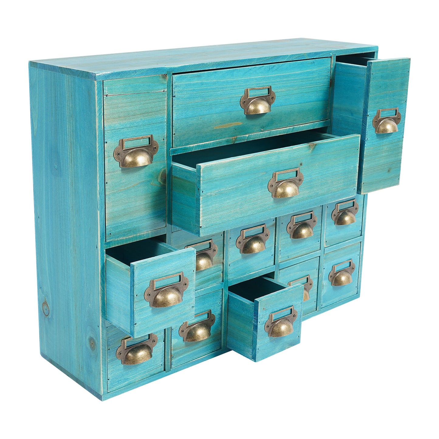 Armario De Almacenamiento Retro De 14 Cajones Organizador De Joyas De Madera Para Dormitorio Mesa