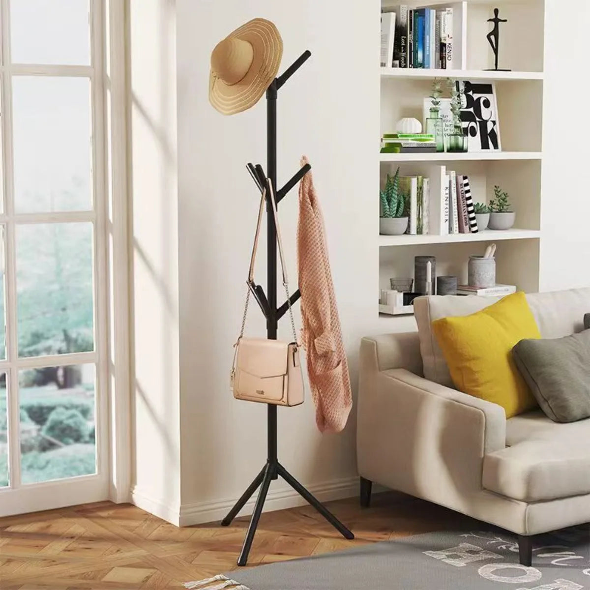 Clothes and Hats Rack Floor to Floor Bedroom Coat Hook Bedroom Vertical Tree Branch Shape Holder Hat Scarf Handbag Storage Hange