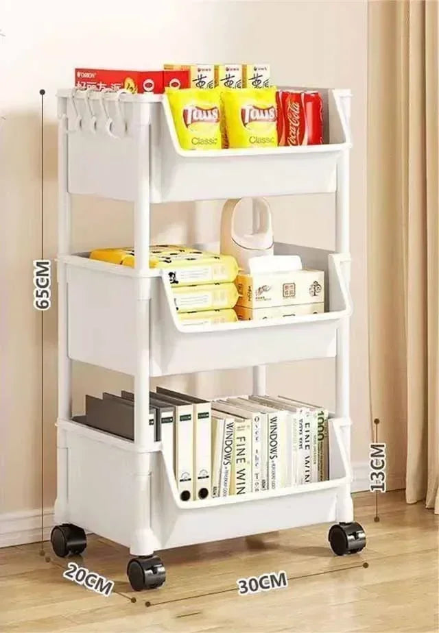 Multi-Tier Snacks Trolley Mobile Living Room Bookshelf with Wheels Bathroom Kitchen Narrow Slit Cabinet Plastic Cart Organizer