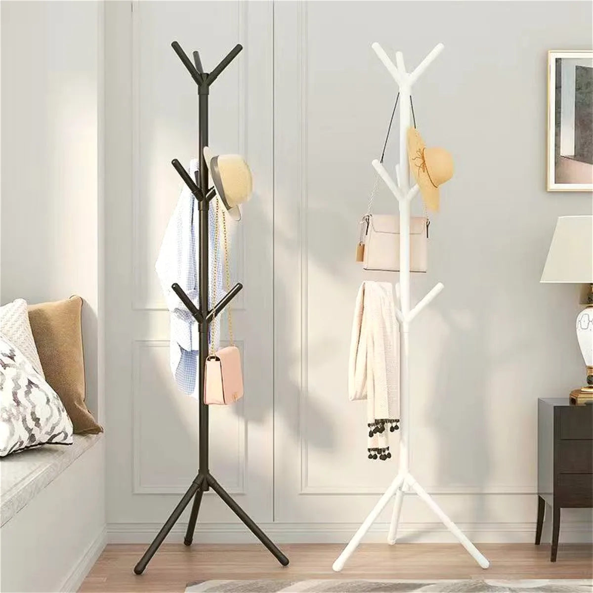 Clothes and Hats Rack Floor to Floor Bedroom Coat Hook Bedroom Vertical Tree Branch Shape Holder Hat Scarf Handbag Storage Hange