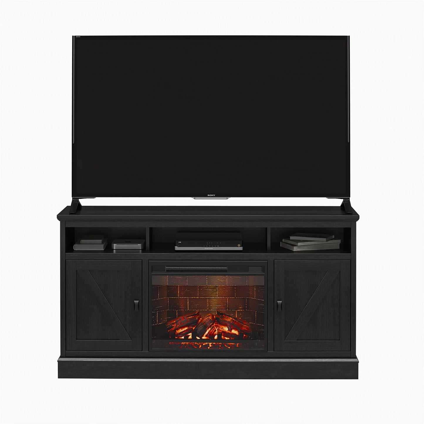 Ashton Lane Electric Fireplace TV Stand for Tvs up to 65", Black Oak