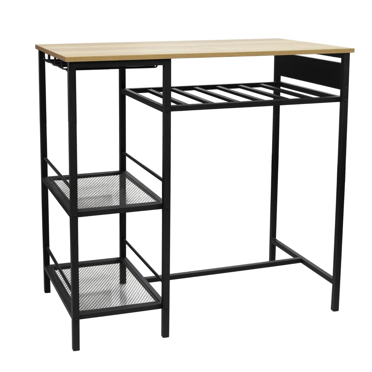 Juego De Mesa De Comedor Bar Para 2 Con Estantes De Almacenamiento Portavasos Y Estante Para Vinos