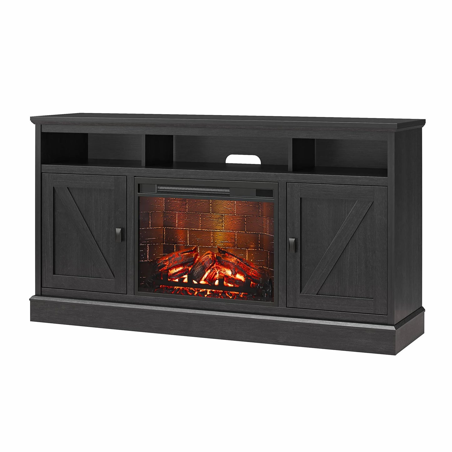 Ashton Lane Electric Fireplace TV Stand for Tvs up to 65", Black Oak