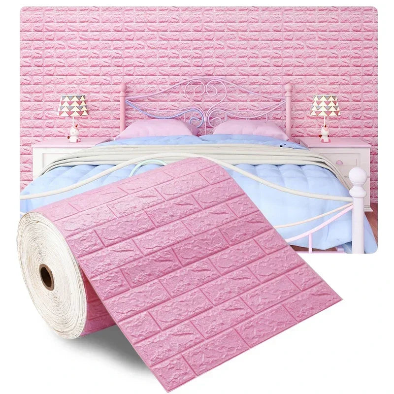 70Cmx1/5/10M 3D Wallpaper Decoration Self-Adhesive Antique Foam Brick Wallpaper Living Room Bedroom Waterproof 3D Wall Sticker