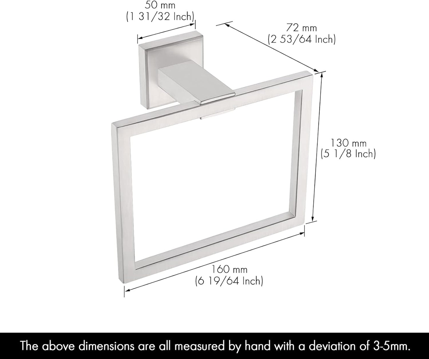 Bath Towel Ring Towel Hanger SUS 304 Stainless Steel Bathroom Accessories Contemporary Hotel Square Style Wall Mount, Brushed Finish, A2480-2