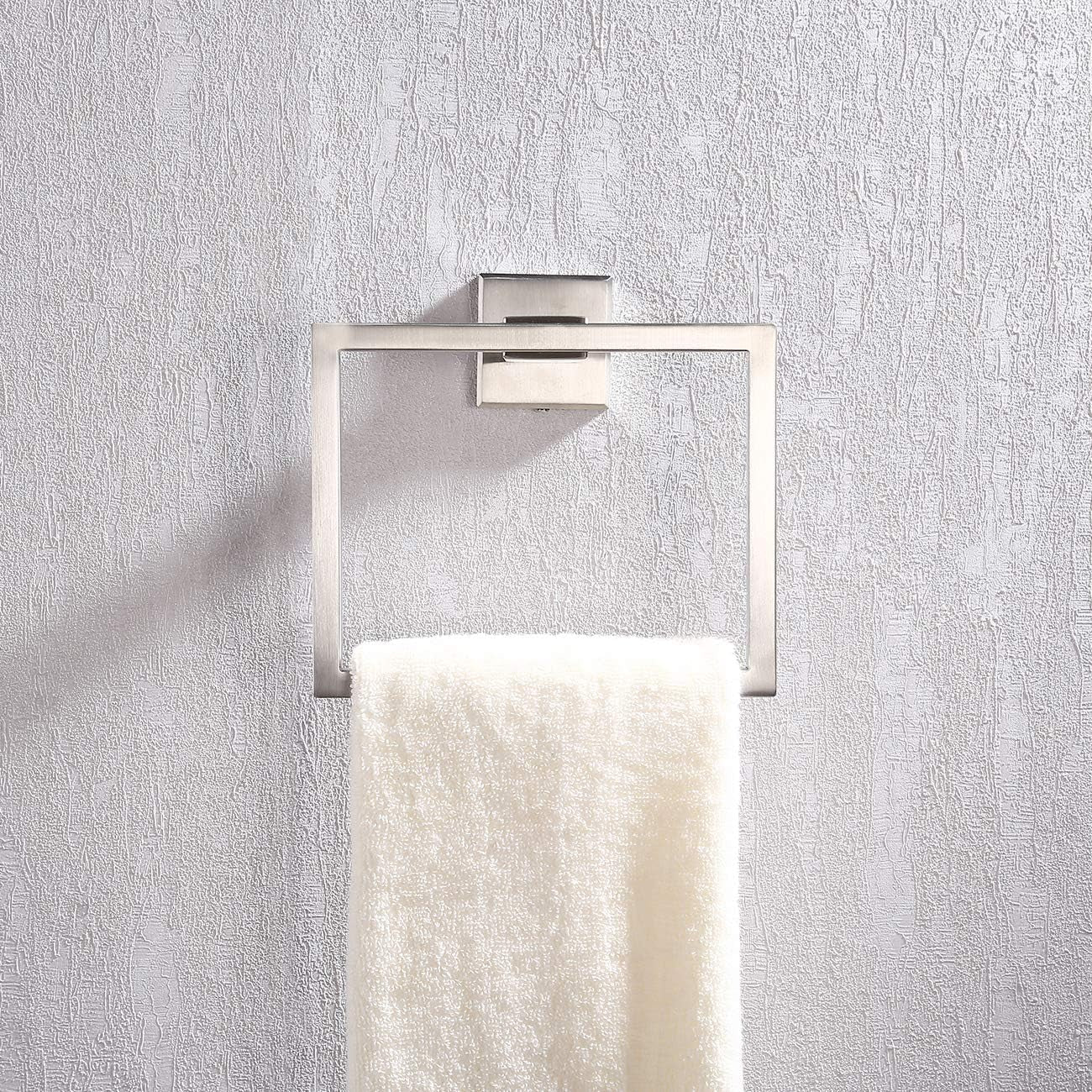 Bath Towel Ring Towel Hanger SUS 304 Stainless Steel Bathroom Accessories Contemporary Hotel Square Style Wall Mount, Brushed Finish, A2480-2
