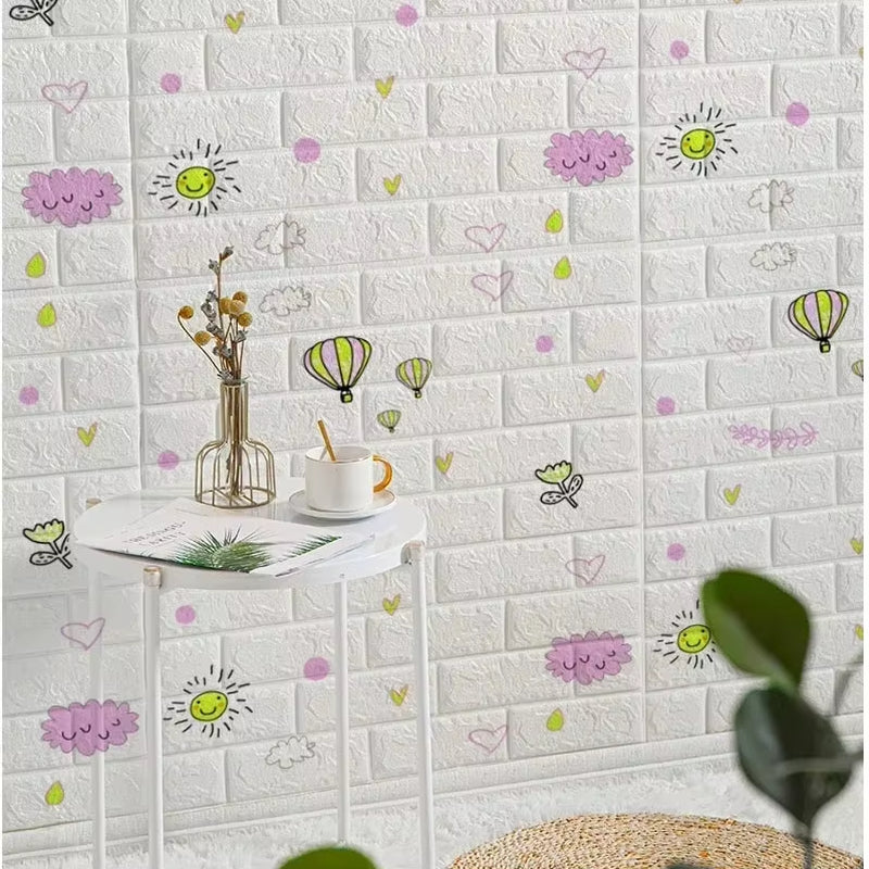 70Cmx1/5/10M 3D Wallpaper Decoration Self-Adhesive Antique Foam Brick Wallpaper Living Room Bedroom Waterproof 3D Wall Sticker