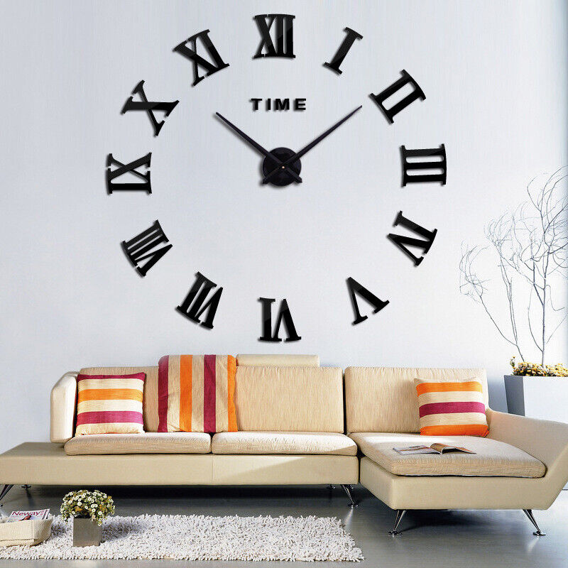 3D Hágalo Usted Mismo Números Romanos Extra Grandes Lujo Espejo De Pared Pegatina Reloj Decoración Del Hogar Reino Unido