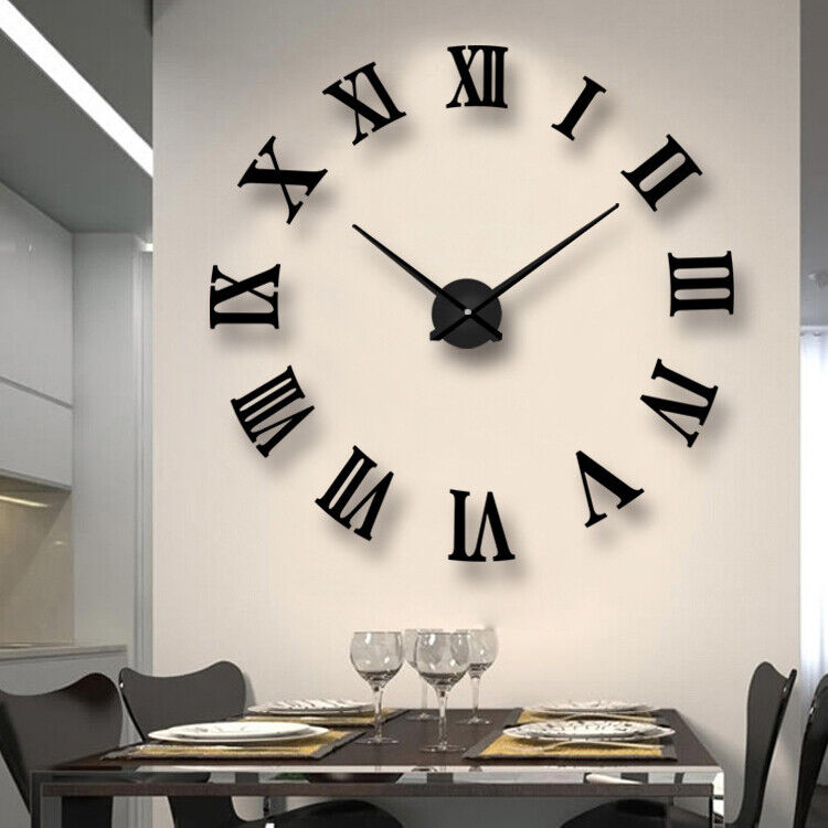 3D Hágalo Usted Mismo Números Romanos Extra Grandes Lujo Espejo De Pared Pegatina Reloj Decoración Del Hogar Reino Unido
