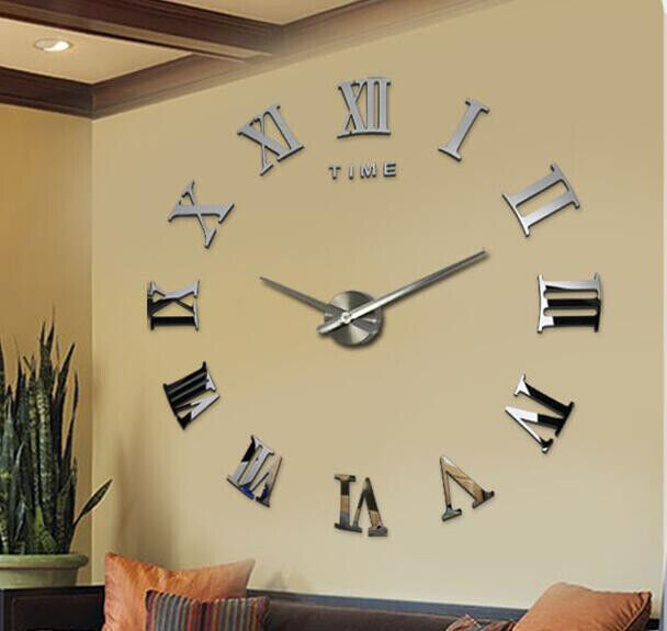 3D Hágalo Usted Mismo Números Romanos Extra Grandes Lujo Espejo De Pared Pegatina Reloj Decoración Del Hogar Reino Unido