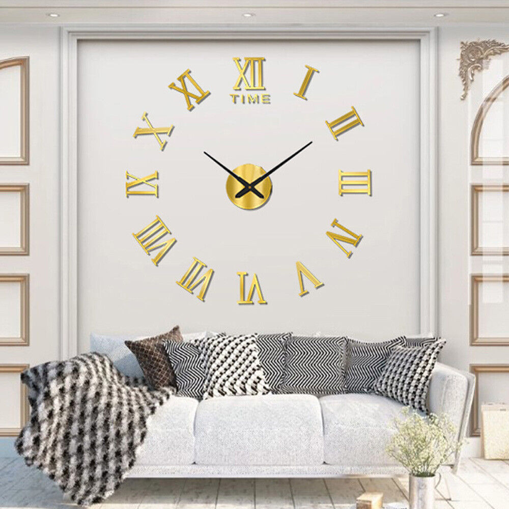 3D Hágalo Usted Mismo Números Romanos Extra Grandes Lujo Espejo De Pared Pegatina Reloj Decoración Del Hogar Reino Unido