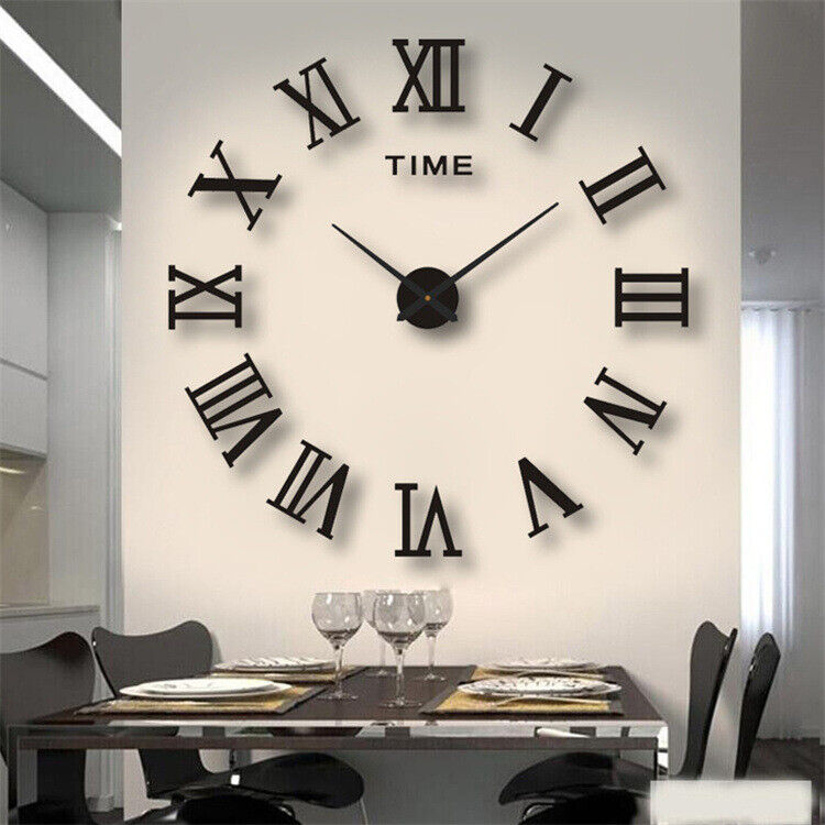3D Hágalo Usted Mismo Números Romanos Extra Grandes Lujo Espejo De Pared Pegatina Reloj Decoración Del Hogar Reino Unido