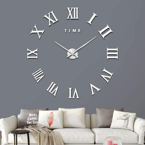 3D Hágalo Usted Mismo Números Romanos Extra Grandes Lujo Espejo De Pared Pegatina Reloj Decoración Del Hogar Reino Unido