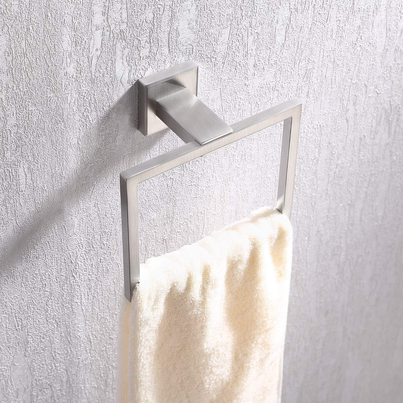 Bath Towel Ring Towel Hanger SUS 304 Stainless Steel Bathroom Accessories Contemporary Hotel Square Style Wall Mount, Brushed Finish, A2480-2