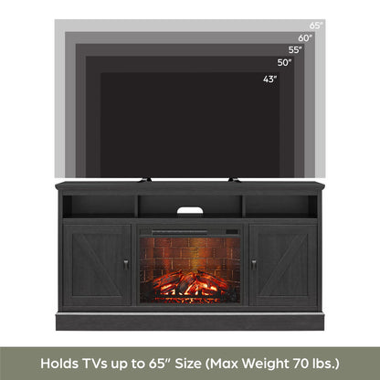 Ashton Lane Electric Fireplace TV Stand for Tvs up to 65", Black Oak