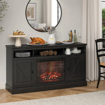 Ashton Lane Electric Fireplace TV Stand for Tvs up to 65", Black Oak