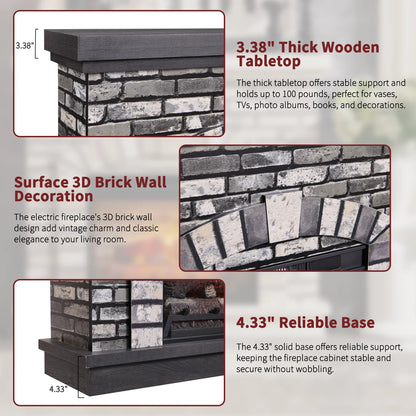 Electric Fireplace with Mantel for 42" TV Stand, Floor Standing Electric Indoor Fireplace