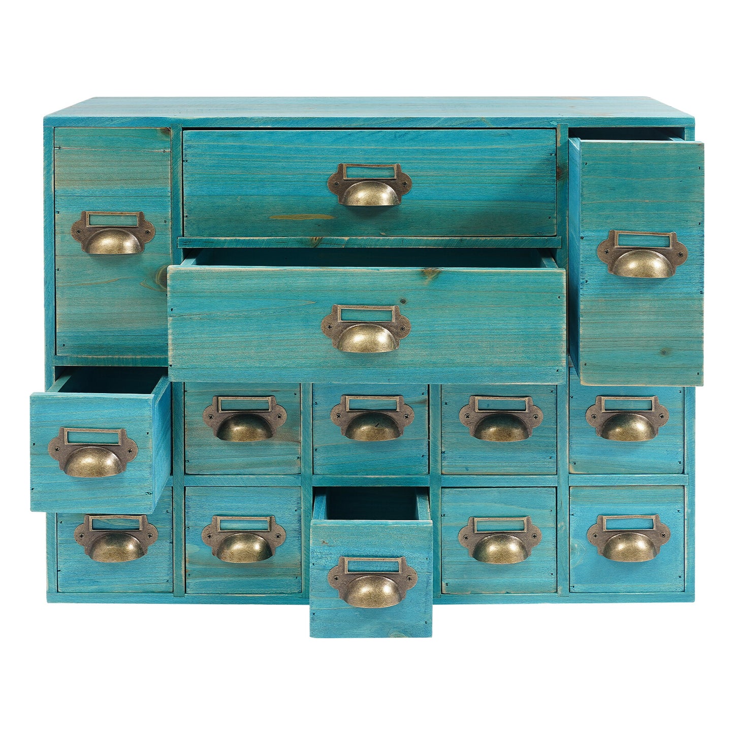 Armario De Almacenamiento Retro De 14 Cajones Organizador De Joyas De Madera Para Dormitorio Mesa