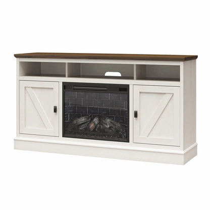 Ashton Lane Electric Fireplace TV Stand for Tvs up to 65", Magnolia Oak/Columbia Walnut