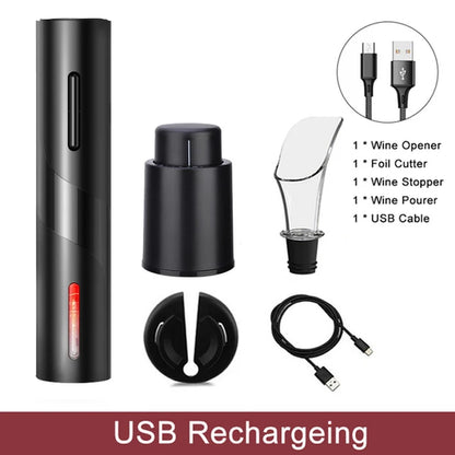 Electric Wine Opener Rechargeable Automatic Corkscrew Creative Wine Bottle Opener with USB Charging Cable Suit for Home Use