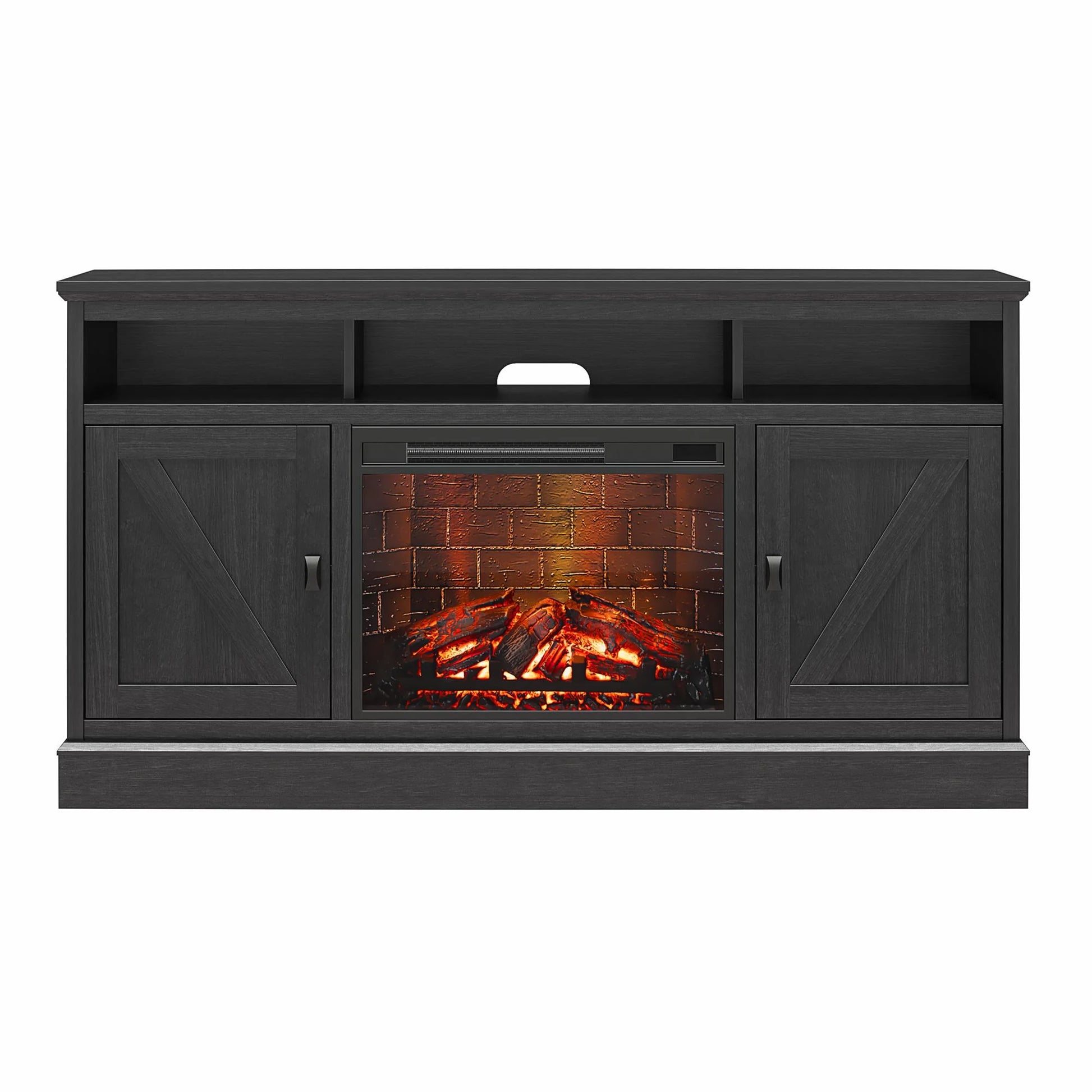 Ashton Lane Electric Fireplace TV Stand for Tvs up to 65", Black Oak