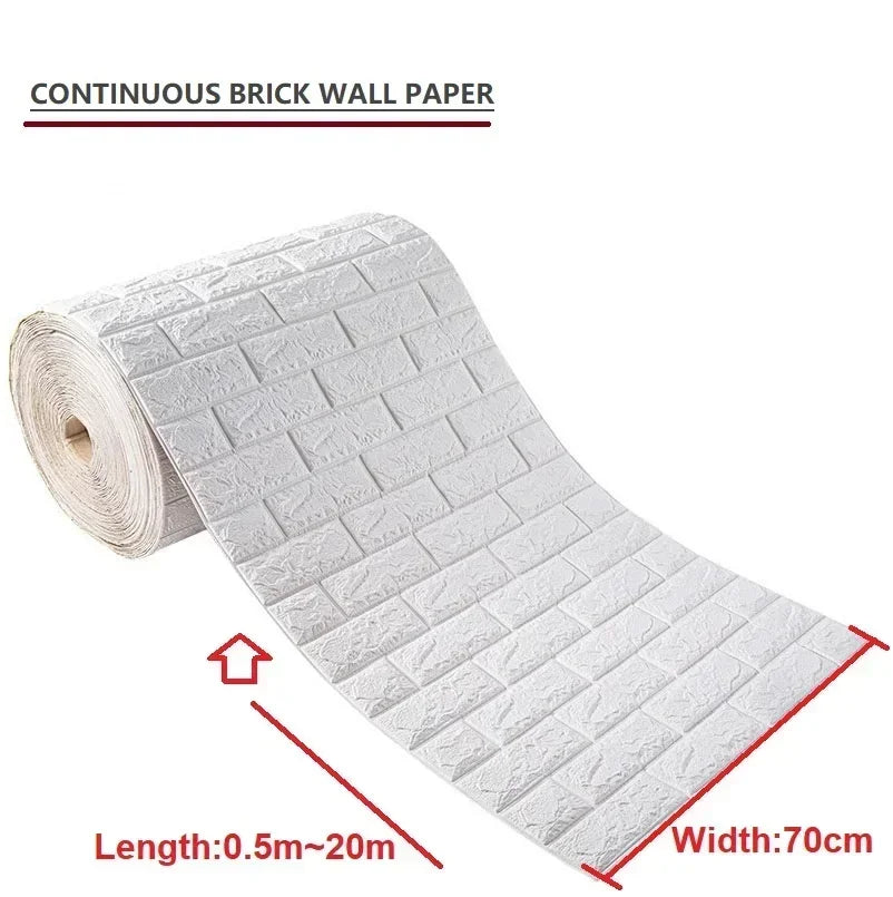 70Cmx1/5/10M 3D Wallpaper Decoration Self-Adhesive Antique Foam Brick Wallpaper Living Room Bedroom Waterproof 3D Wall Sticker