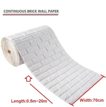 70Cmx1/5/10M 3D Wallpaper Decoration Self-Adhesive Antique Foam Brick Wallpaper Living Room Bedroom Waterproof 3D Wall Sticker