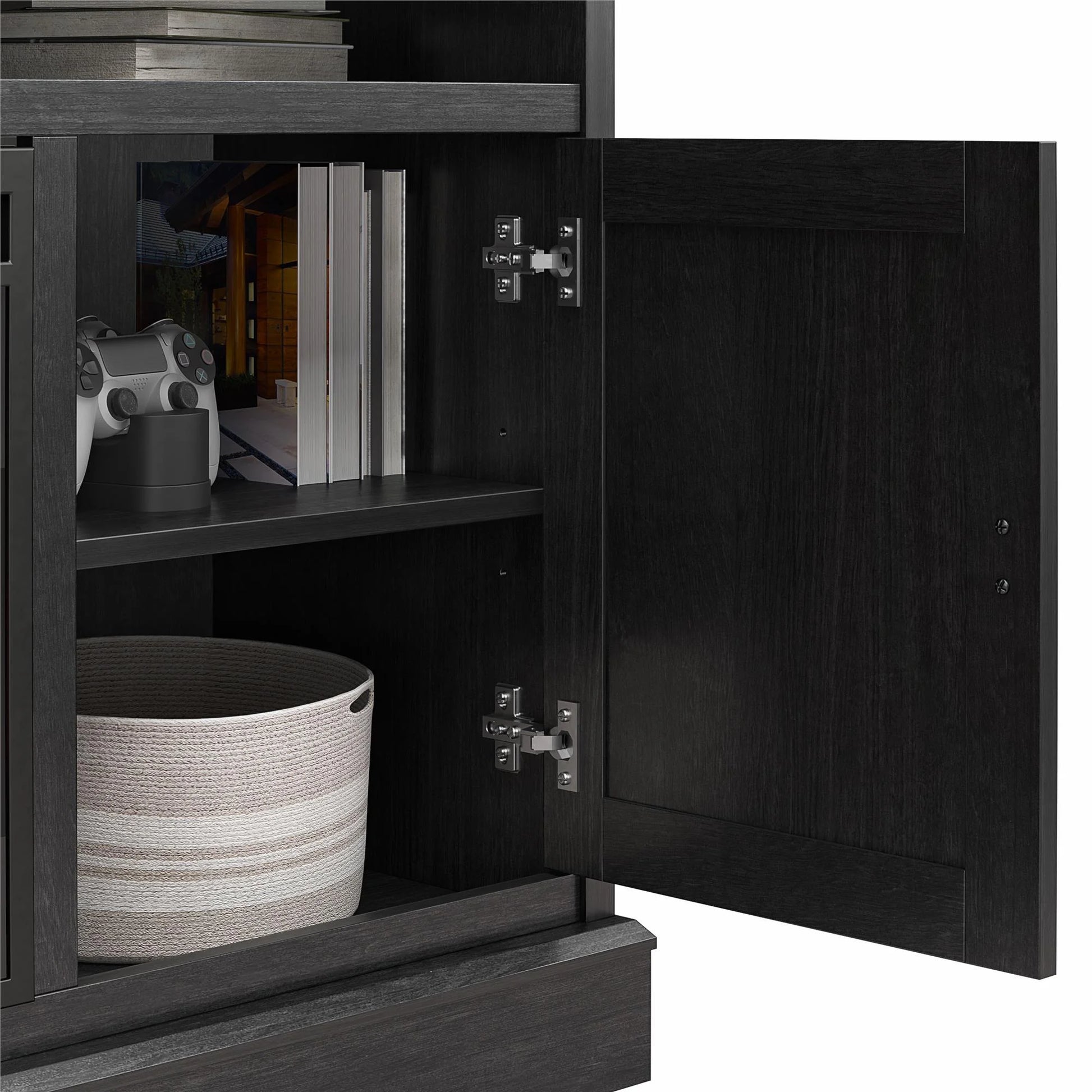Ashton Lane Electric Fireplace TV Stand for Tvs up to 65", Black Oak