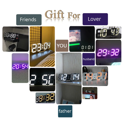 3D LED Wall Clock Modern Design Digital Table Clock Alarm Nightlight Saat Reloj De Pared Watch for Home Living Room Decoration