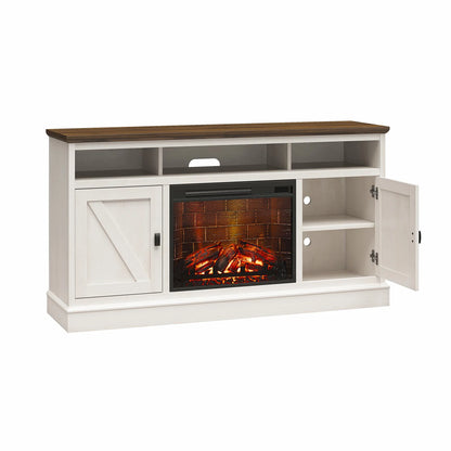 Ashton Lane Electric Fireplace TV Stand for Tvs up to 65", Magnolia Oak/Columbia Walnut