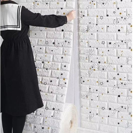 70Cmx1/5/10M 3D Wallpaper Decoration Self-Adhesive Antique Foam Brick Wallpaper Living Room Bedroom Waterproof 3D Wall Sticker
