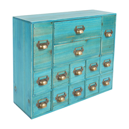 Armario De Almacenamiento Retro De 14 Cajones Organizador De Joyas De Madera Para Dormitorio Mesa