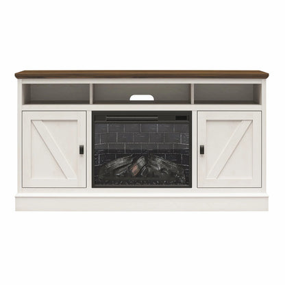Ashton Lane Electric Fireplace TV Stand for Tvs up to 65", Magnolia Oak/Columbia Walnut