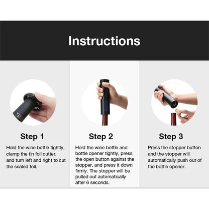Electric Wine Opener Rechargeable Automatic Corkscrew Creative Wine Bottle Opener with USB Charging Cable Suit for Home Use